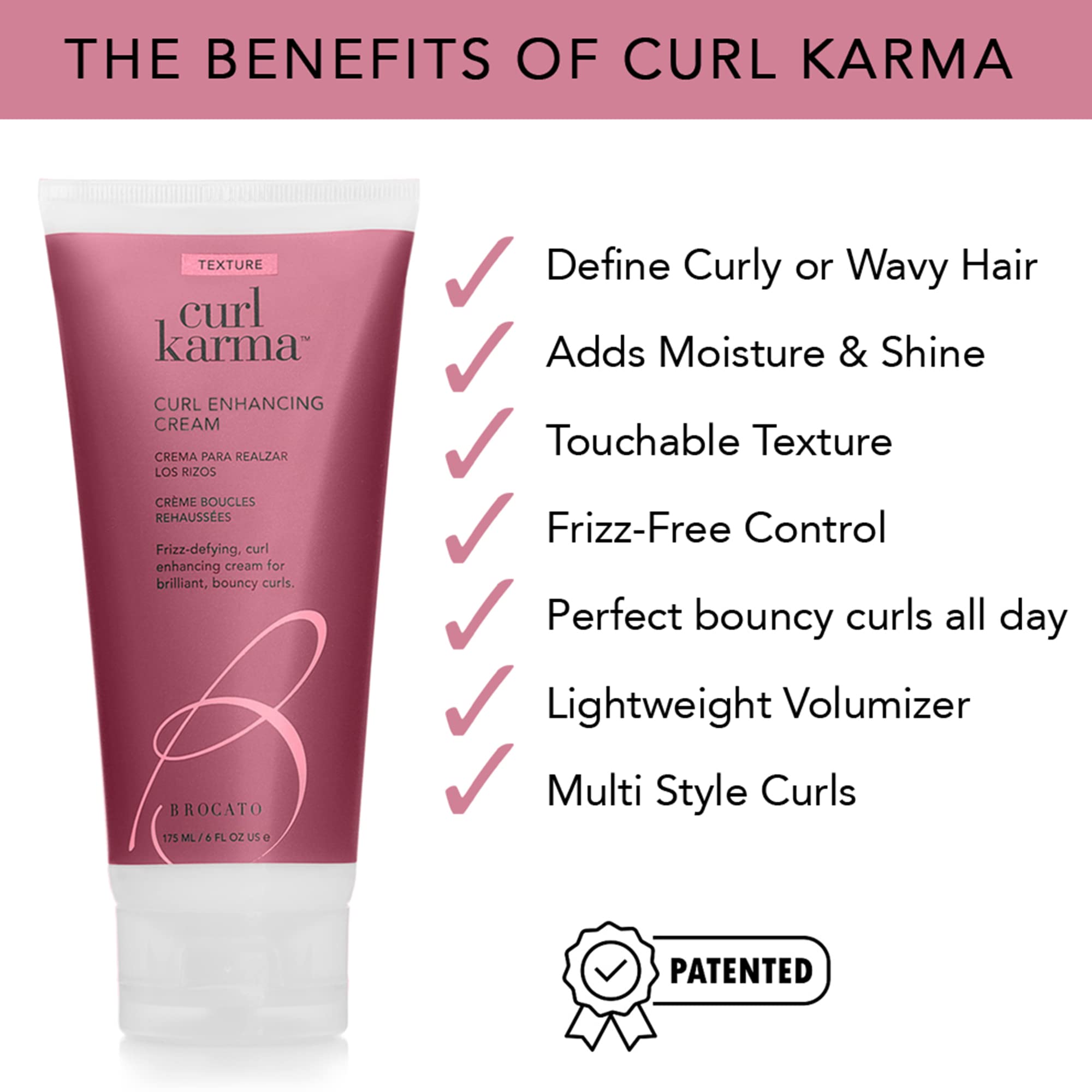 Brocato Curl Karma mantenimiento de rizos, controla el frizz todo el día.