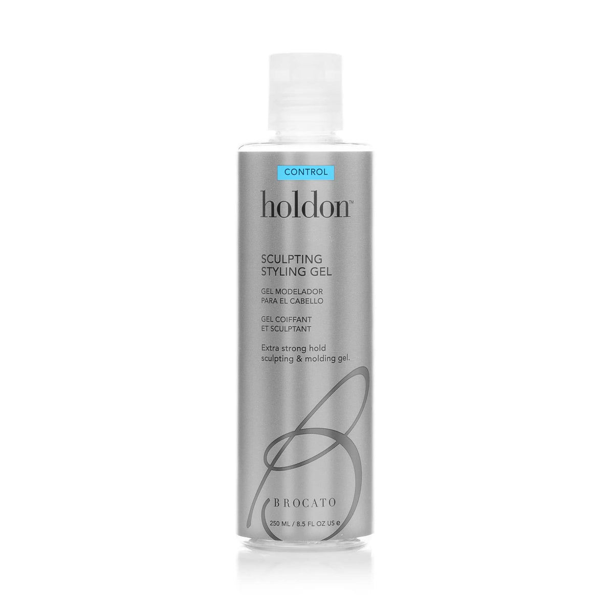 Brocato Holdon gel en bote, fijación firme para peinados duraderos.