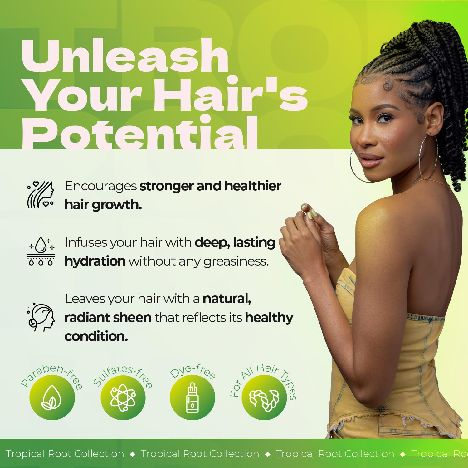 Bronner Bros Aceite Crecimiento Tropical Aplicación en cabello: facilita peinado suave y manejable