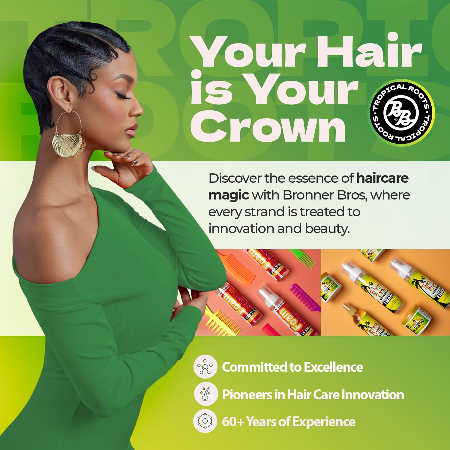 Bronner Bros Aceite Crecimiento Tropical Peinado diario sin esfuerzo