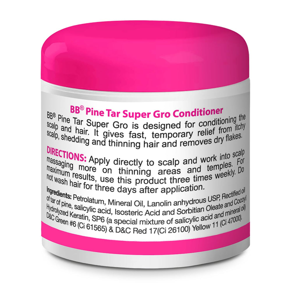 Bronner Bros BB Pine Tar Super Gro, uso diario para cabello suave y manejable.