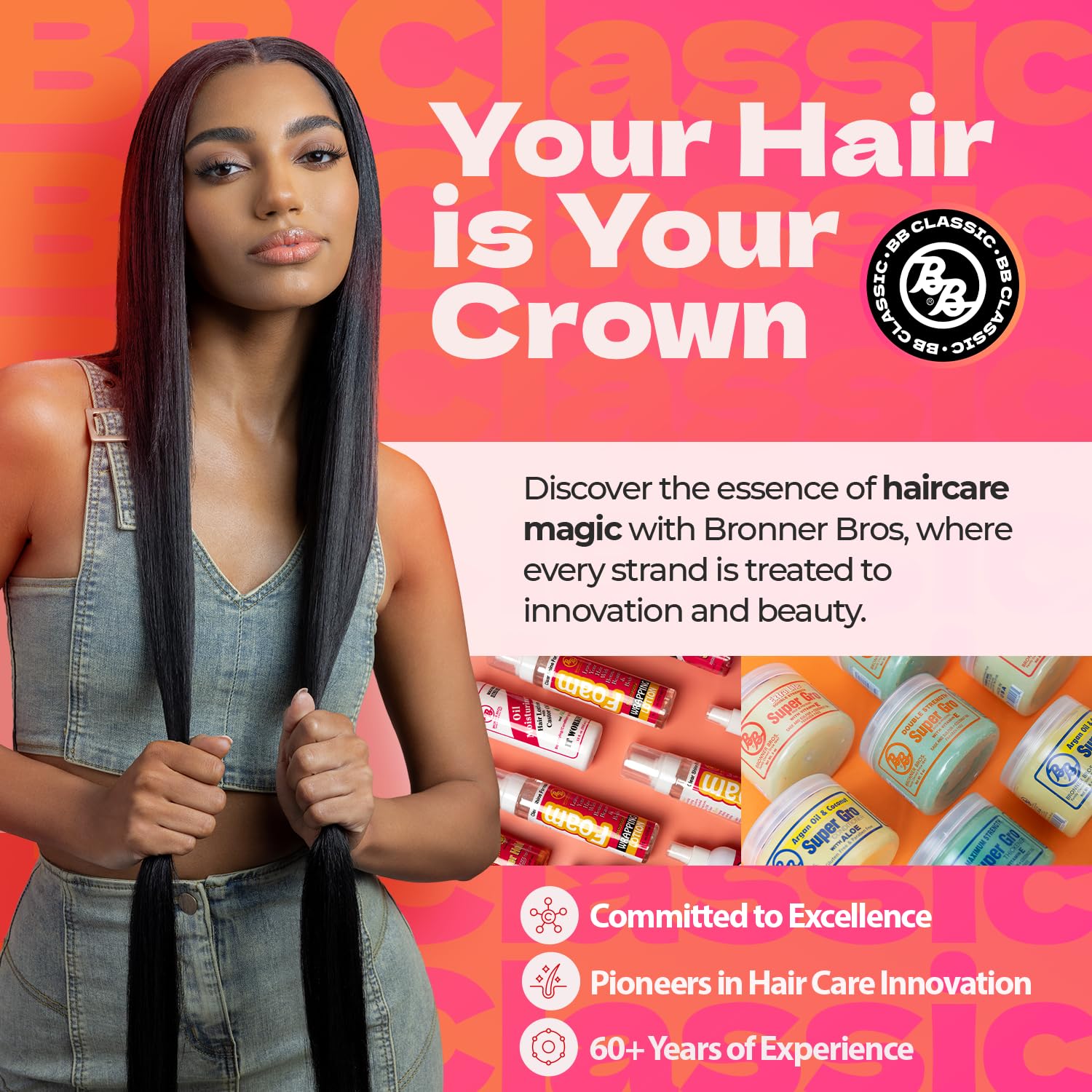 Bronner Bros BB Pine Tar Super Gro, hidratación profunda para cabello y cuero cabelludo.