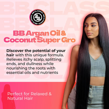 Bronner Bros B&B Super Gro, ingredientes argán, coco y aloe para cabello suave