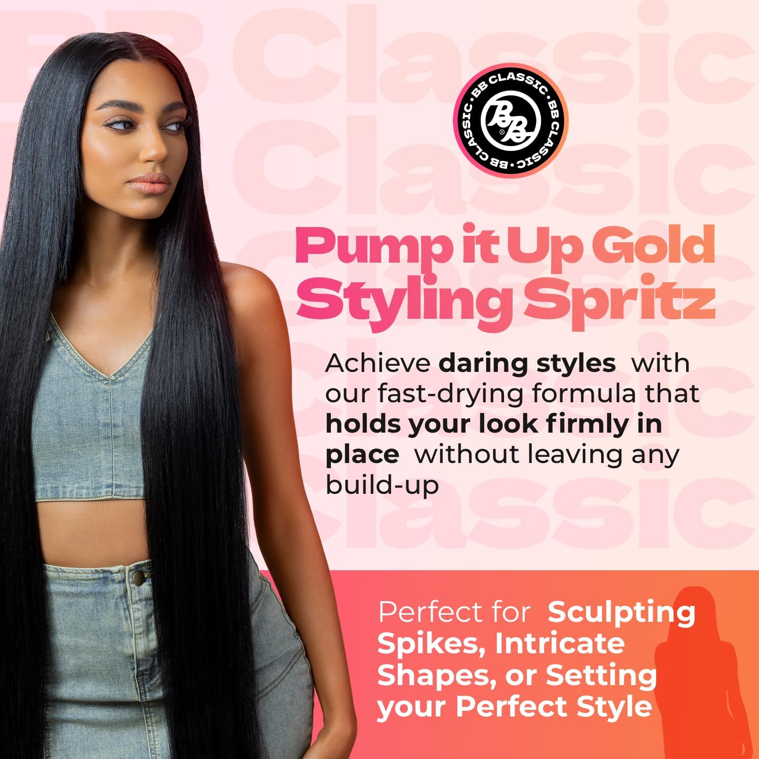 Bronner Bros Pump It Up, spray-en-mano, aplicación fácil para fijación rápida.