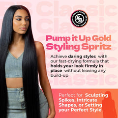 Bronner Bros Pump It Up, spray-en-mano, aplicación fácil para fijación rápida.