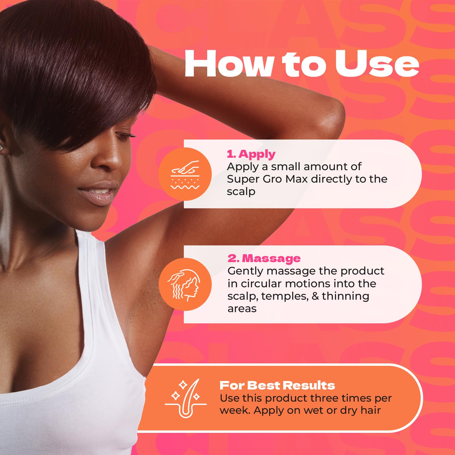 Bronner Bros Super Gro nutre con aceite de coco para hidratación.