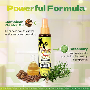 Bronner Bros Tropical Roots Aceite Ricino Negro, cabello más fuerte y nutrido.