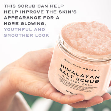 Brooklyn Botany Himalayan Salt & Stem Cell Scrub hand application with hydrated appearance