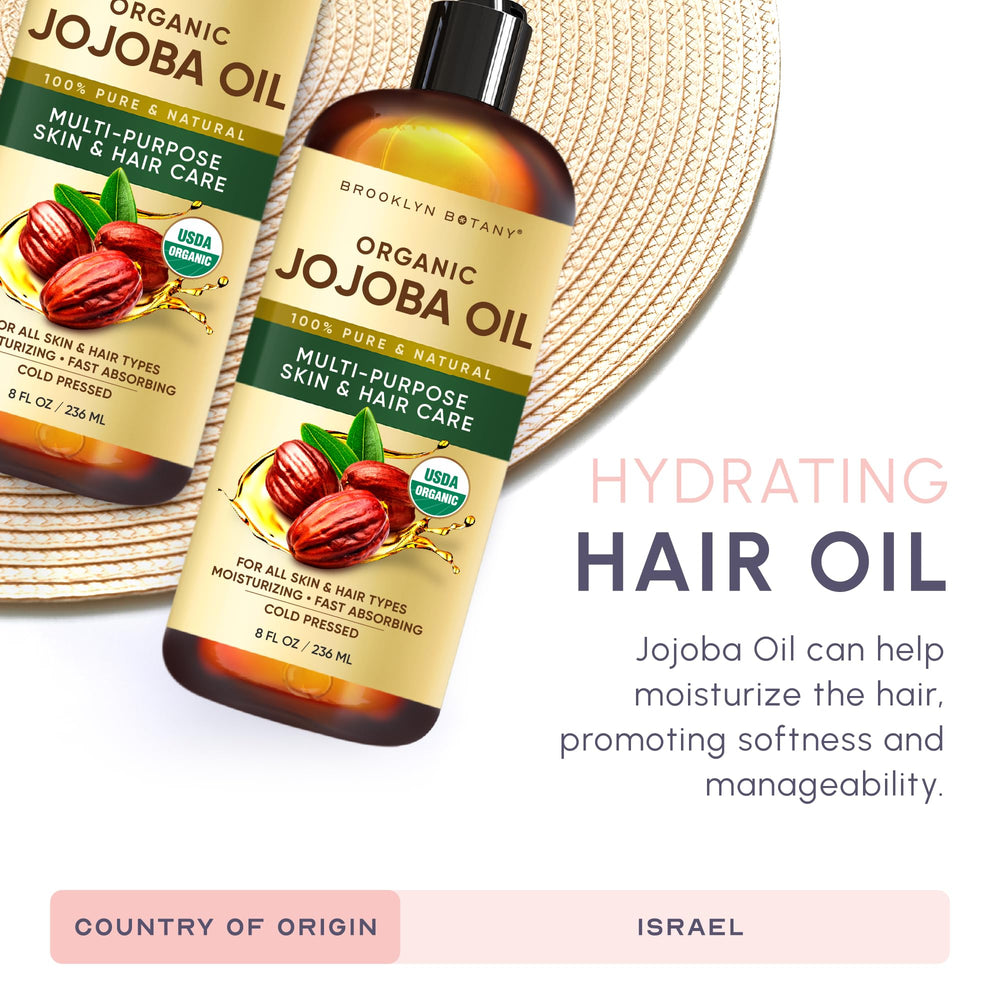 Brooklyn Botany Jojoba Oil para cabello seco, brillo natural.