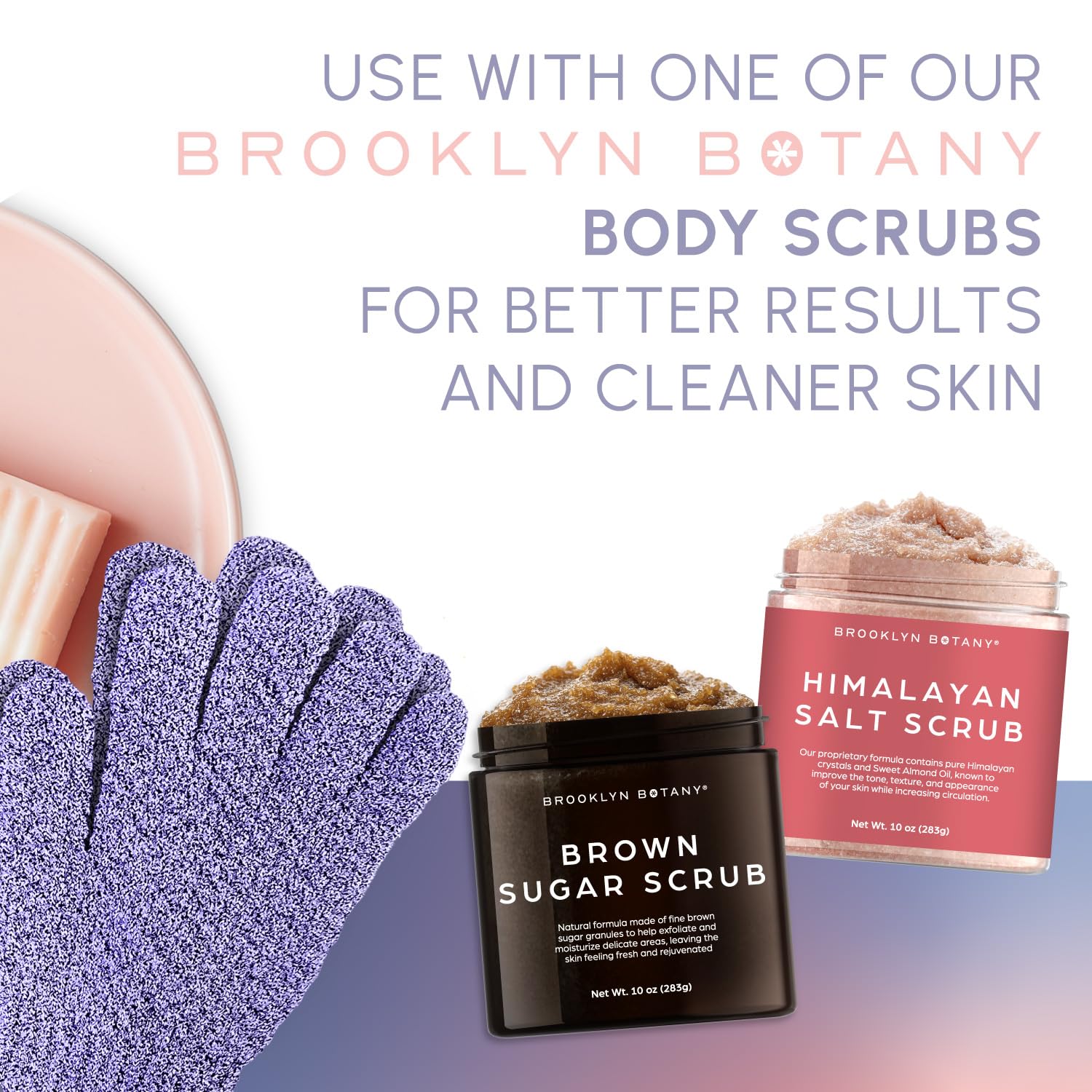 Brooklyn Botany guante exfoliante muestra textura rugosa para remover piel muerta
