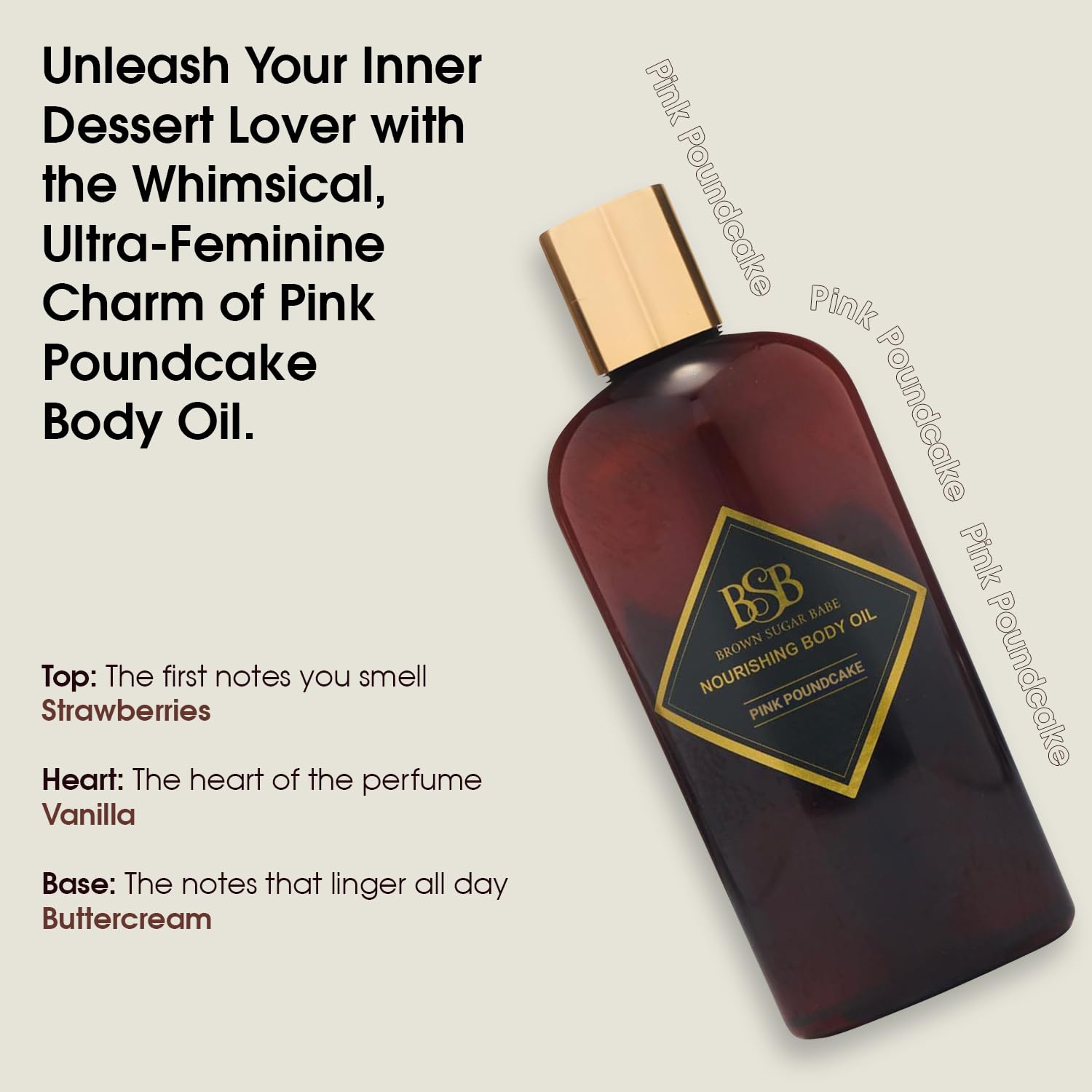 Brown Sugar Babe Pink Poundcake: nota de vainilla cremosa que evoca calidez
