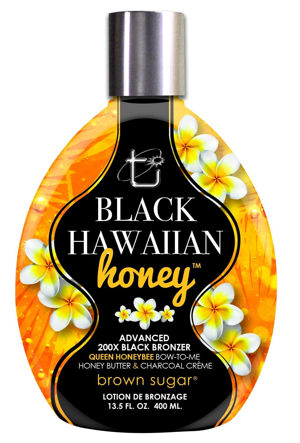 Brown Sugar bronceador 200X negro en botella, bronceado profundo.