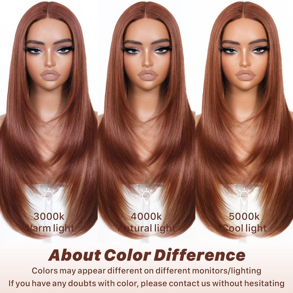 BrownBomb Cooper Blond cabello liso con capas para estilo versátil