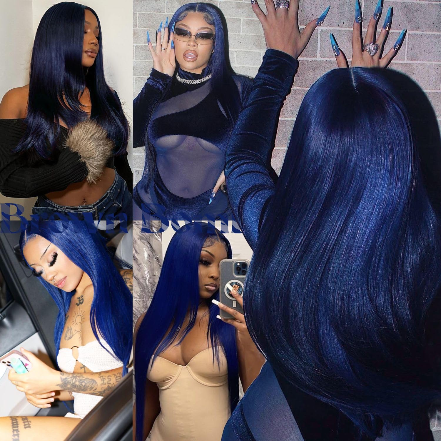 BrownBomb dark blue wig styling options for versatile, everyday looks