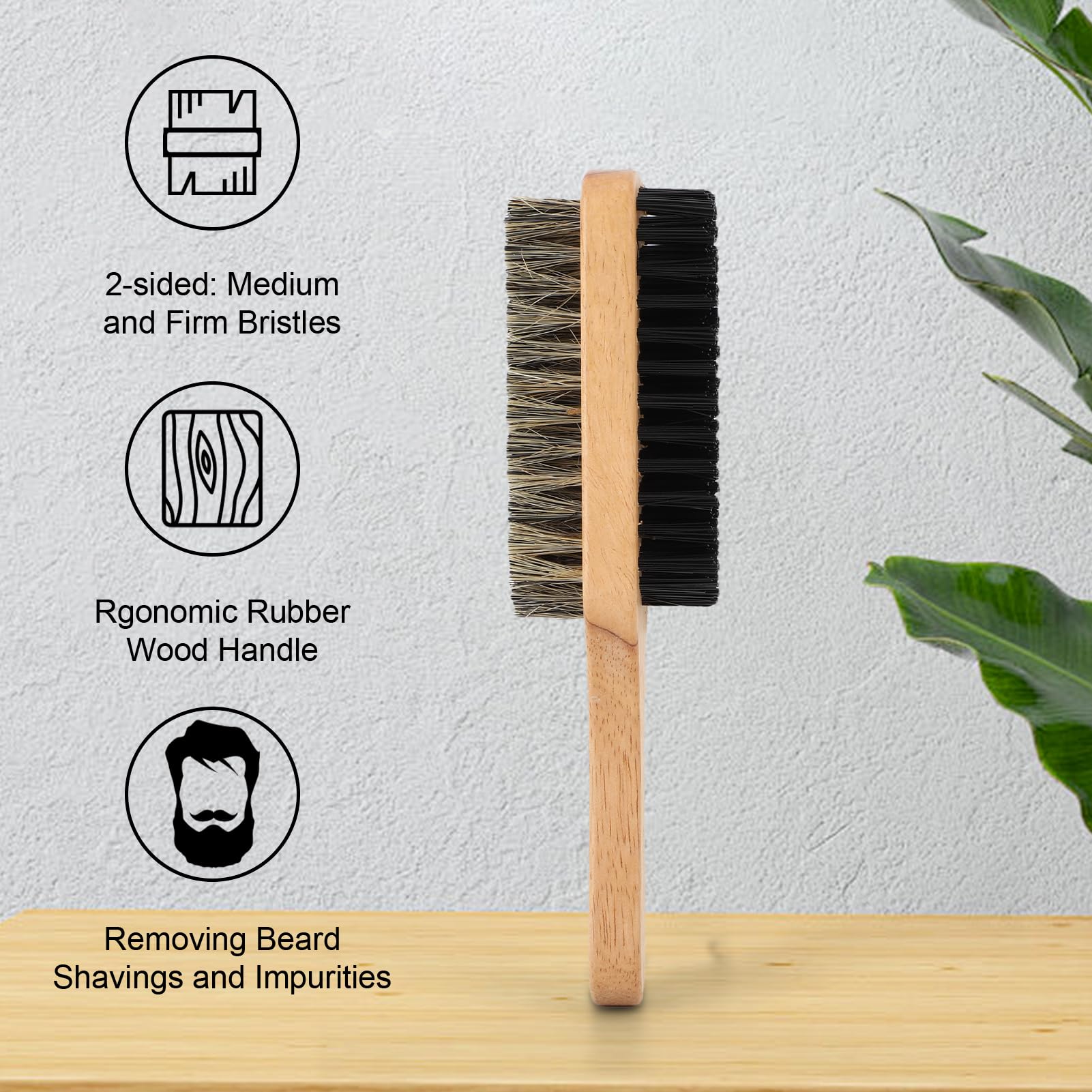 Brrnoo cepillo de barba, mango ergonómico para mejor control.