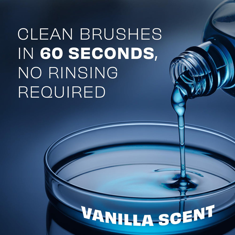 Brush Clean Pro cerdas naturales y sintéticas protegidas, manteniendo forma y rendimiento.