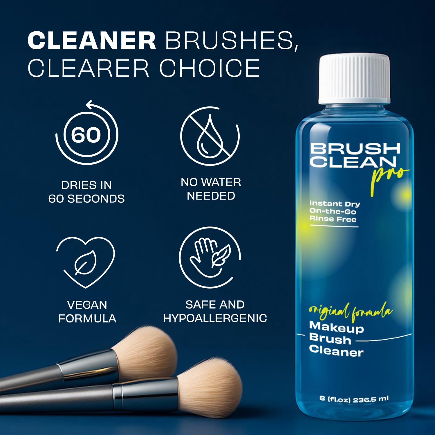 Brush Clean Pro seca rápidamente las brochas, listas para usar de inmediato.