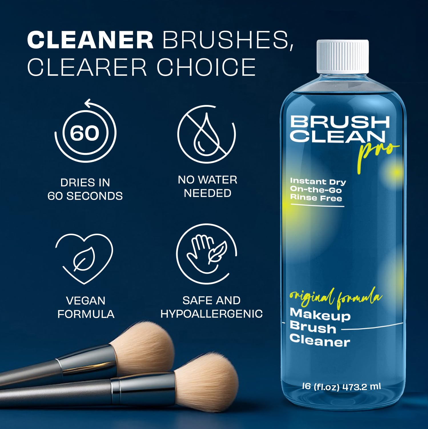 Brush Clean Pro secado rápido: pinceles listos para usar en segundos.