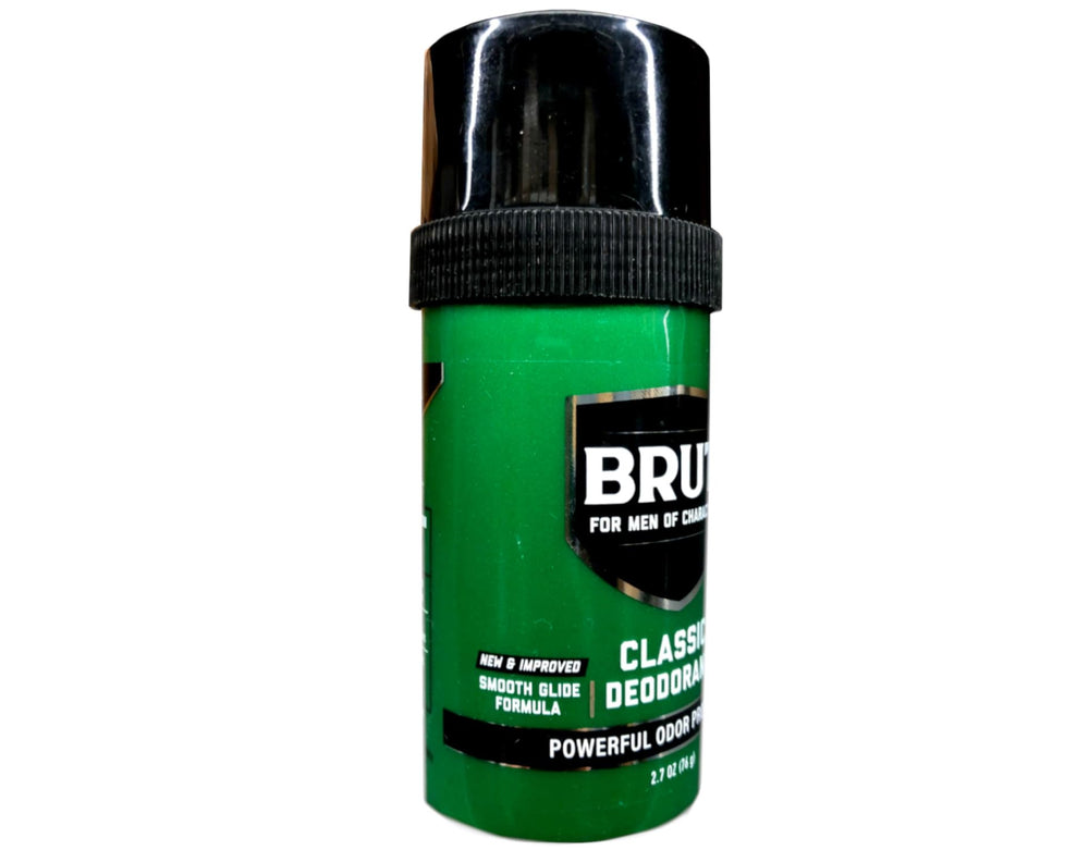 Brut desodorante sólido redondo, fácil uso en la ducha.