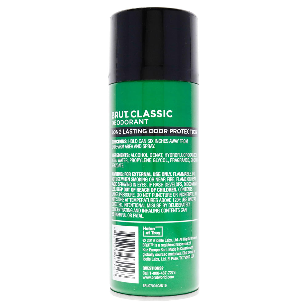 BRUT Desodorante spray clasico, proteccion duradera para uso diario.