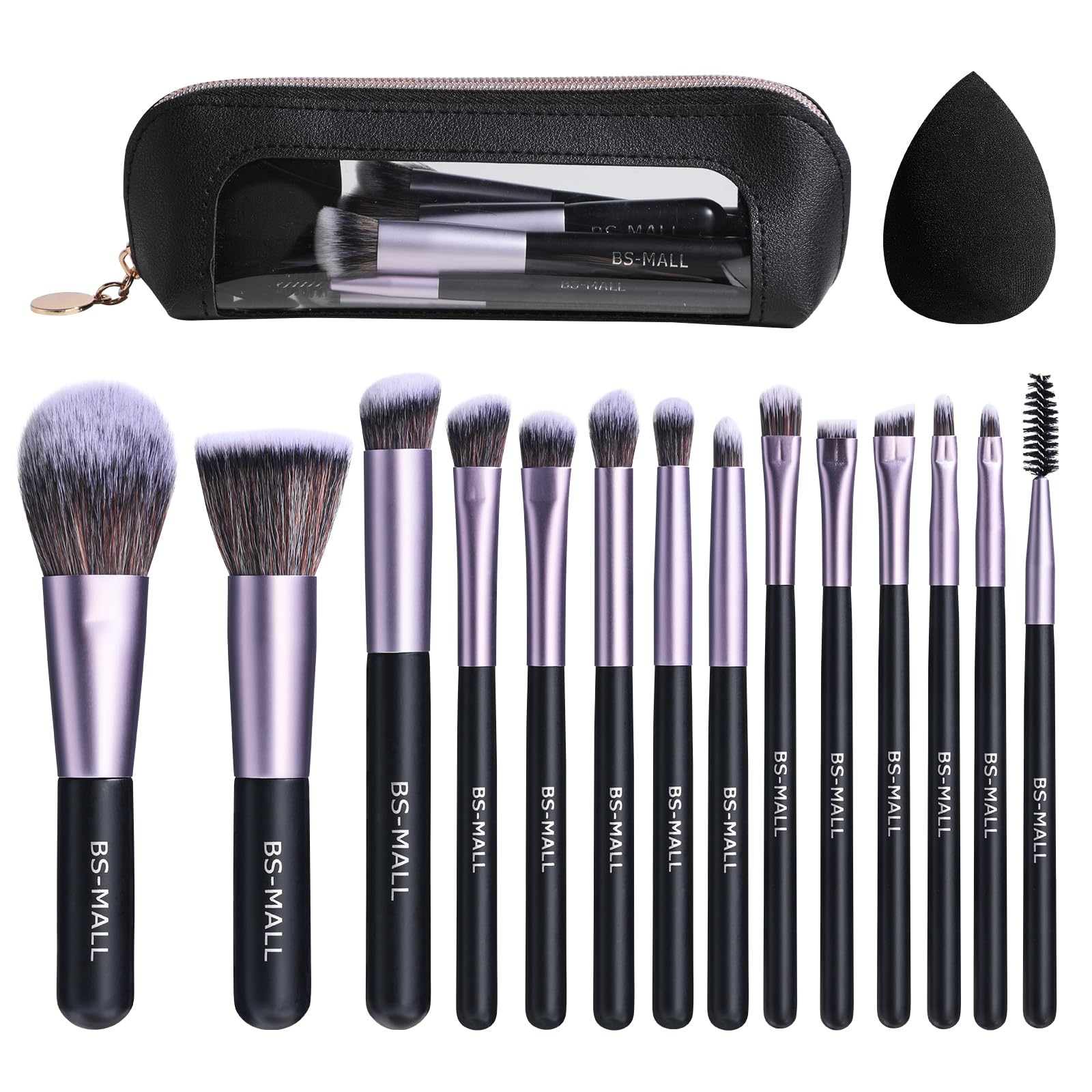 BS-MALL set de pinceles con estuche morado para viaje y retoques diarios.
