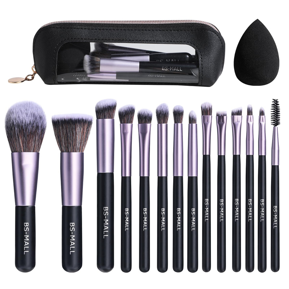 BS-MALL set de pinceles con estuche morado para viaje y retoques diarios.