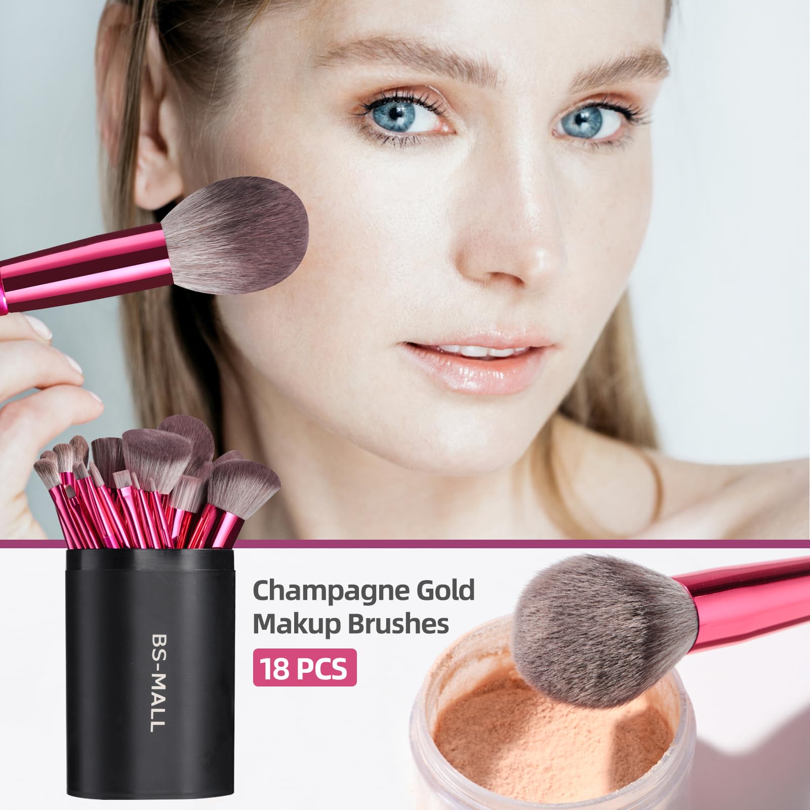 BS-MALL brocha sombras de ojos, difuminado suave y definido