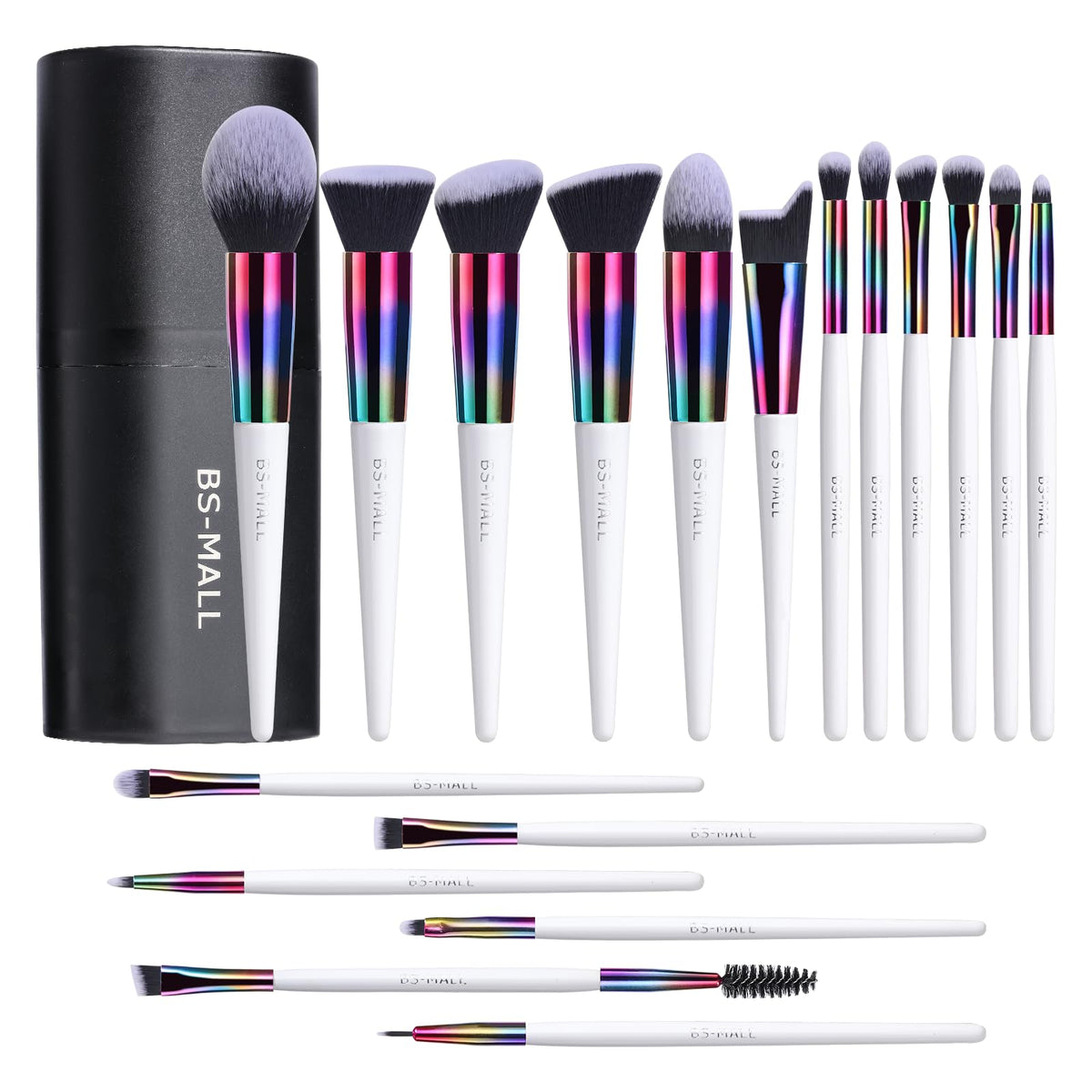 Brochas BS-MALL profesionales de maquillaje, juego de 18 piezas para una aplicación lisa.