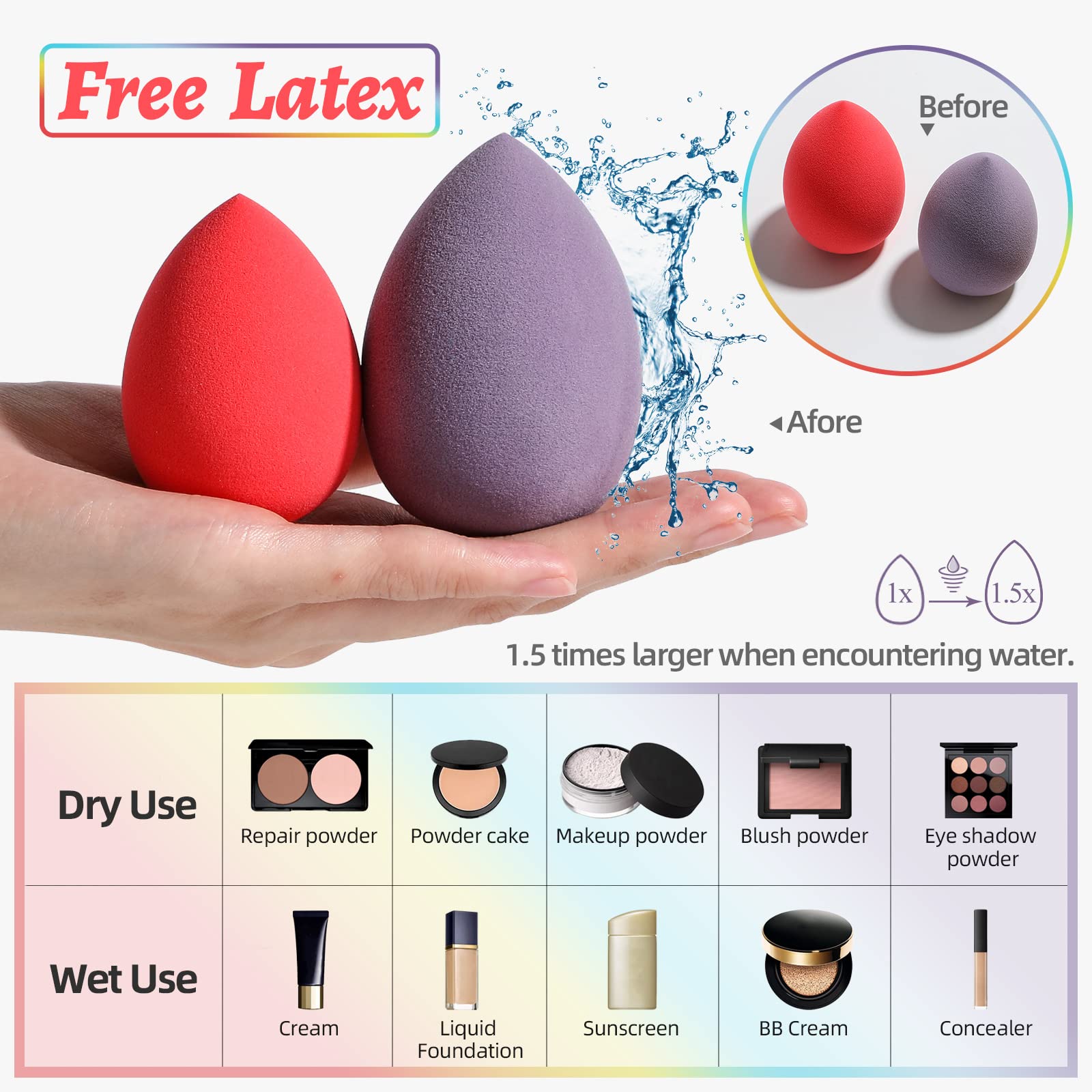 Esponjas BS-MALL rosas en 3 tonos, para un acabado elegante