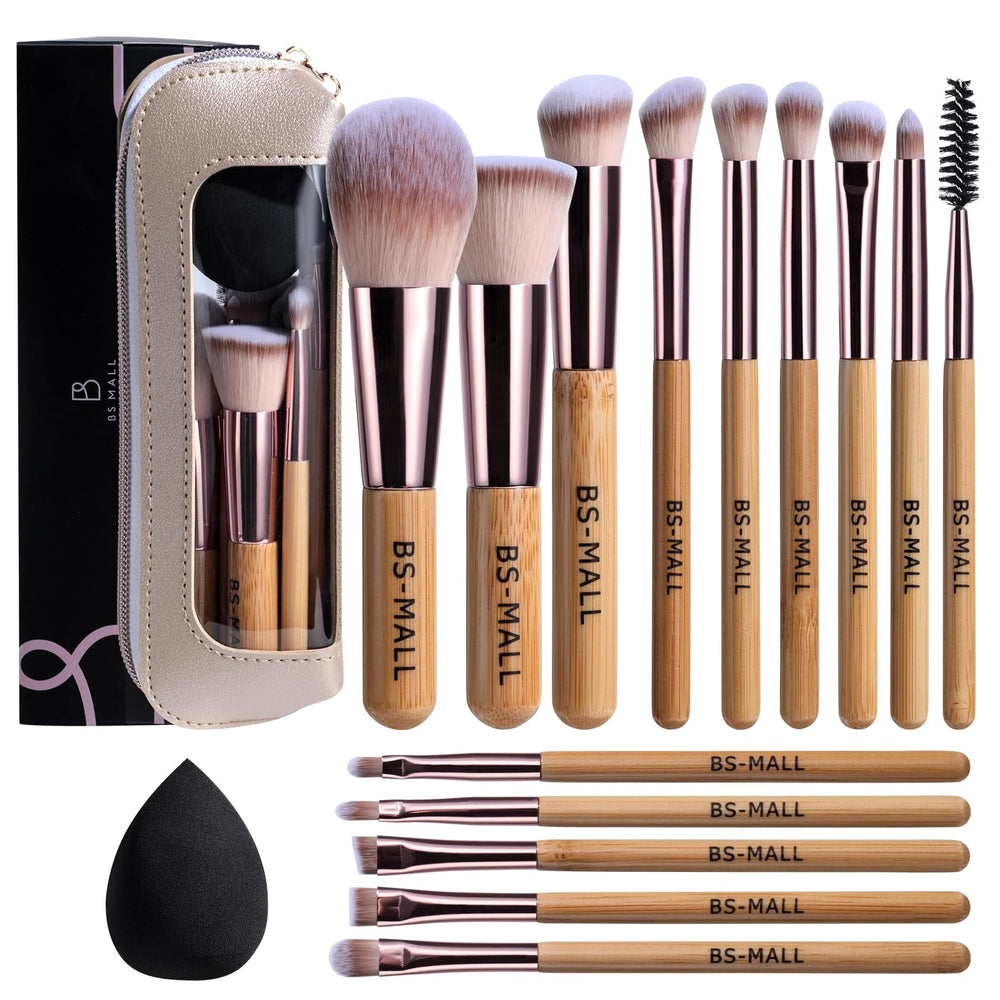 BS-MALL set de 14 brochas con mango bambú para un acabado profesional en casa.