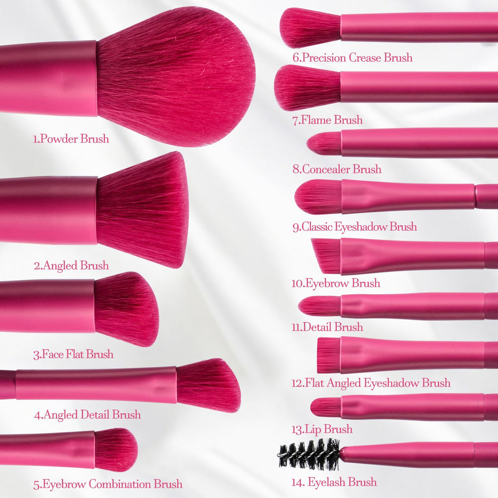 BS-MALL set de 14 piezas cubriendo base, corrector, polvos y sombras para un look completo.