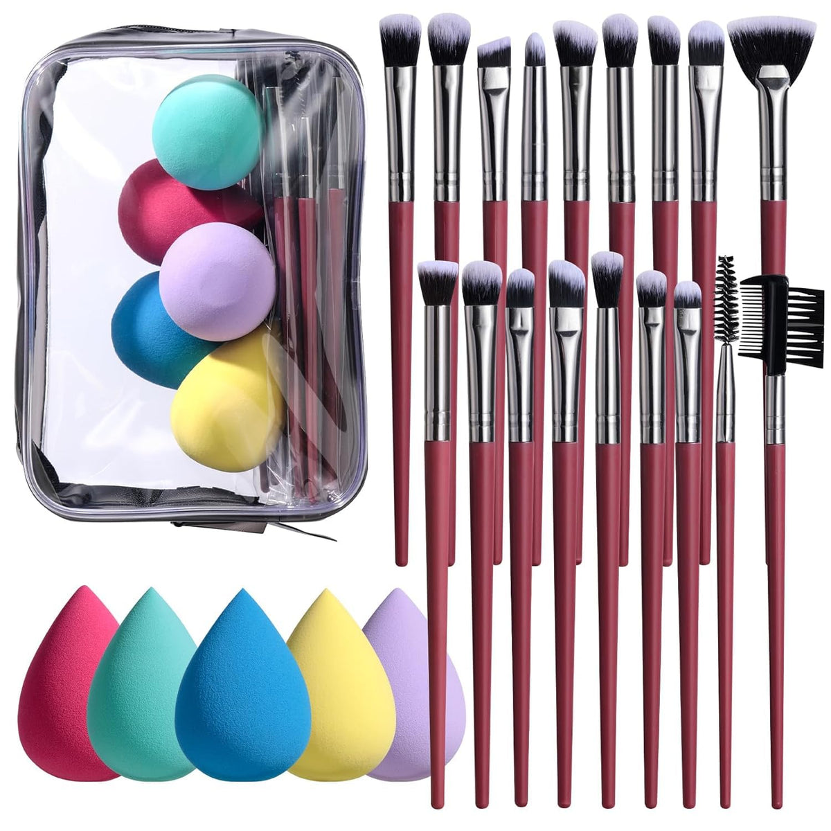 BS-MALL conjunto de brochas para ojos, 18 piezas, aplicación precisa para un aspecto definido.