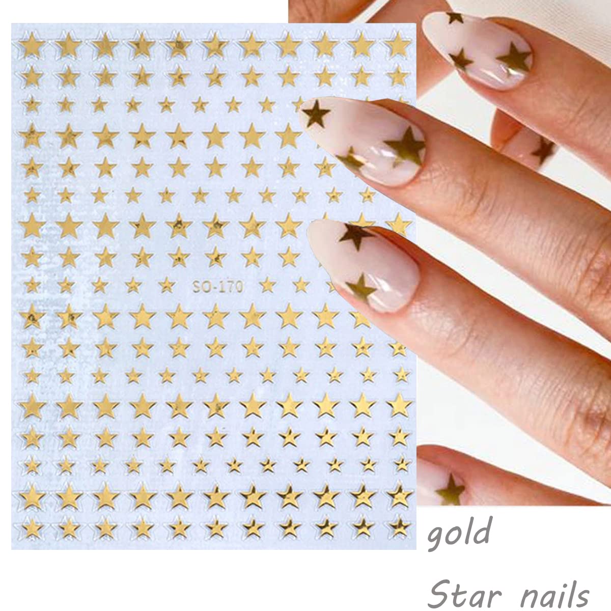 BSBTBZ estrellas blancas 3D para uñas, toque sutil y brillante
