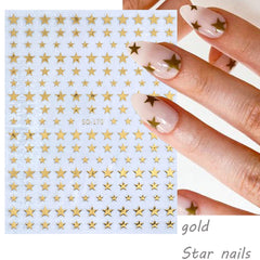 BSBTBZ estrellas blancas 3D para uñas, toque sutil y brillante