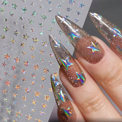 BSBTBZ estrellas negras 3D para uñas, contraste moderno y elegancia