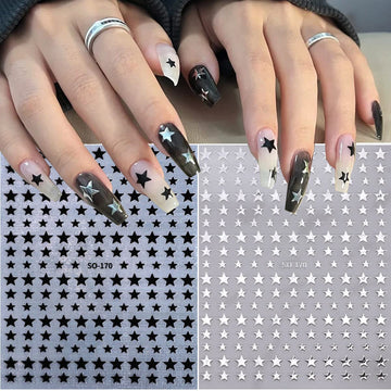 BSBTBZ estrellas plateadas 3D para uñas, brillo elegante y adherencia sencilla