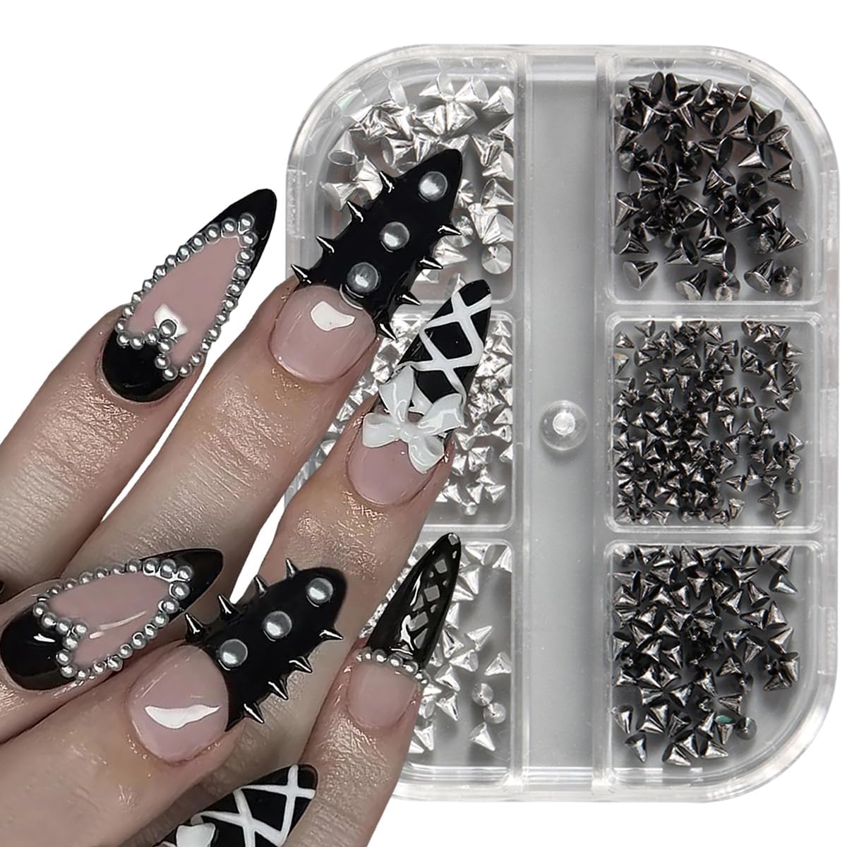 BSBTBZ tachuelas cono 3D para uñas, aspecto audaz