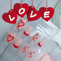 BSBTBZ uñas con corazón rojo y brillo rosado para ocasiones especiales