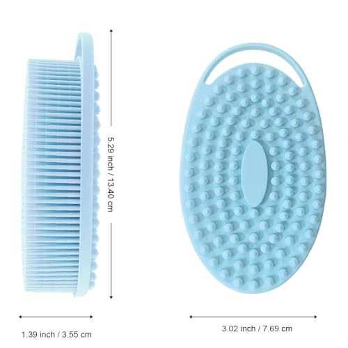 Bsofing esponja de silicona para cuerpo, doble cara azul, limpieza eficiente.