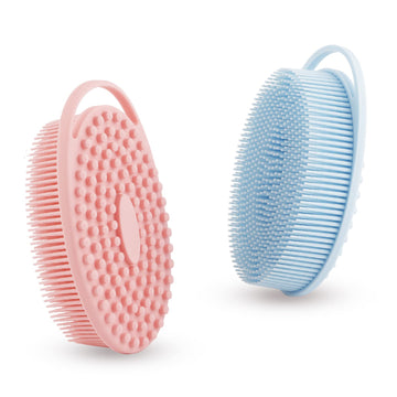 Bsofing esponja de silicona para cuerpo, doble cara rosa, exfoliación suave.