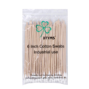 BTYMS paquete de 400 bastoncillos de algodón con mango de madera para múltiples usos.
