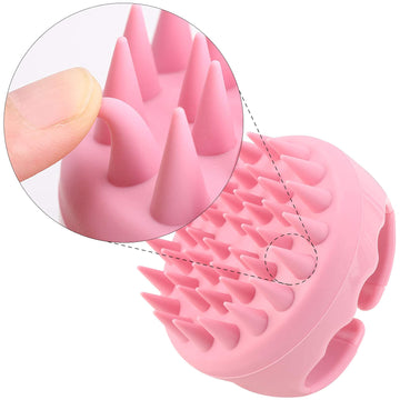 BTYMS cepillo exfoliante silicona rosado elimina residuos y enjuaga mejor el cabello.