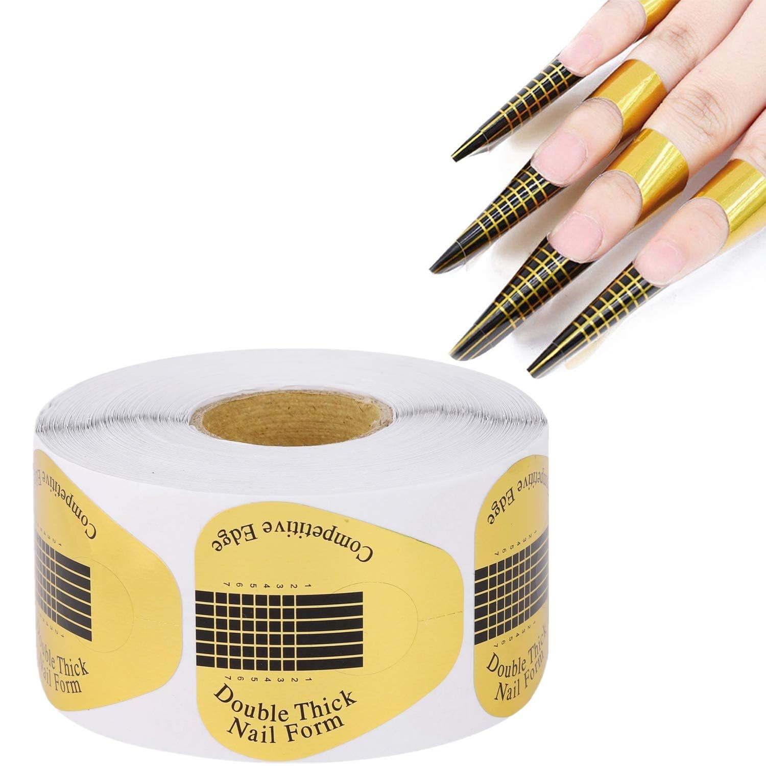 BTYMS formas de uñas herradura dorada con guía de 6 cm para extensiones.