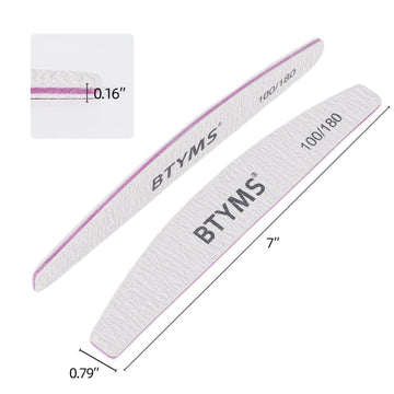 BTYMS lima para uñas acrílicas y gel, borde fino para acabado suave.