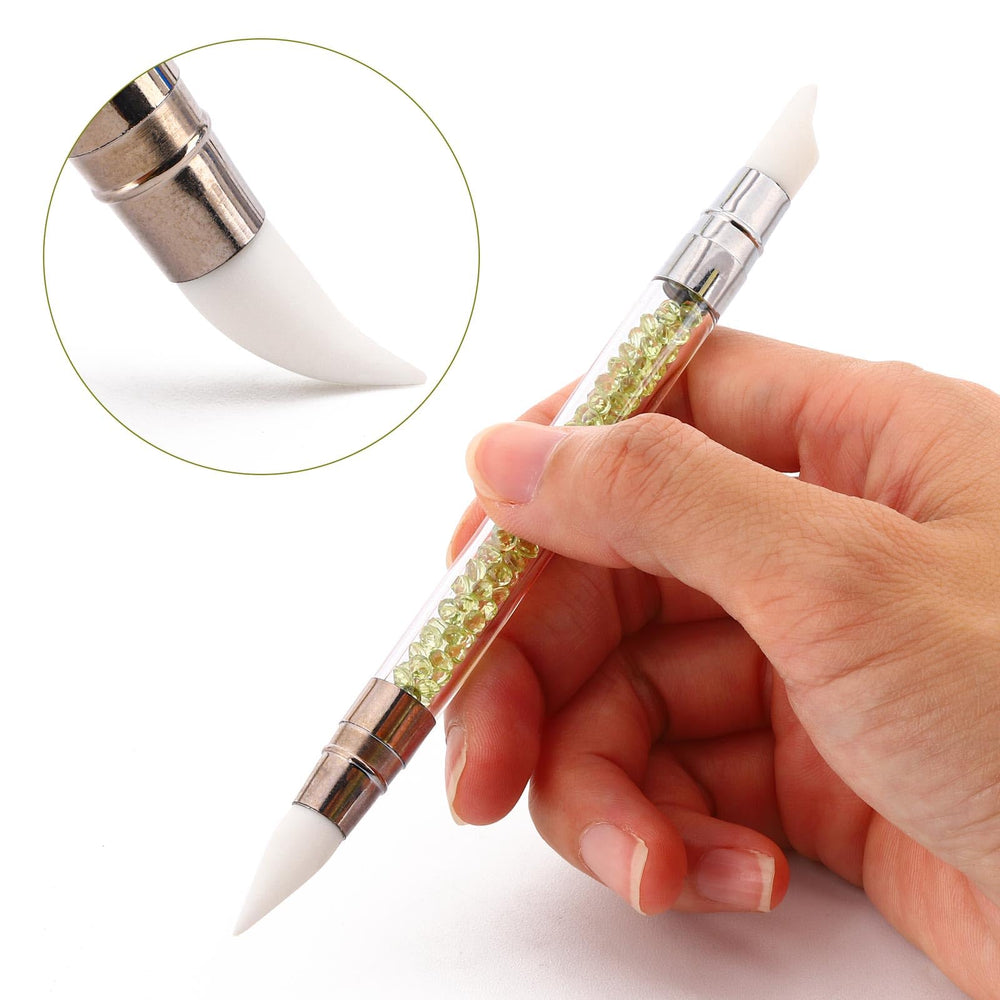 BTYMS pluma-arte-uñas silicona-cristal: utensilio duradero para dibujar formas con brillo.