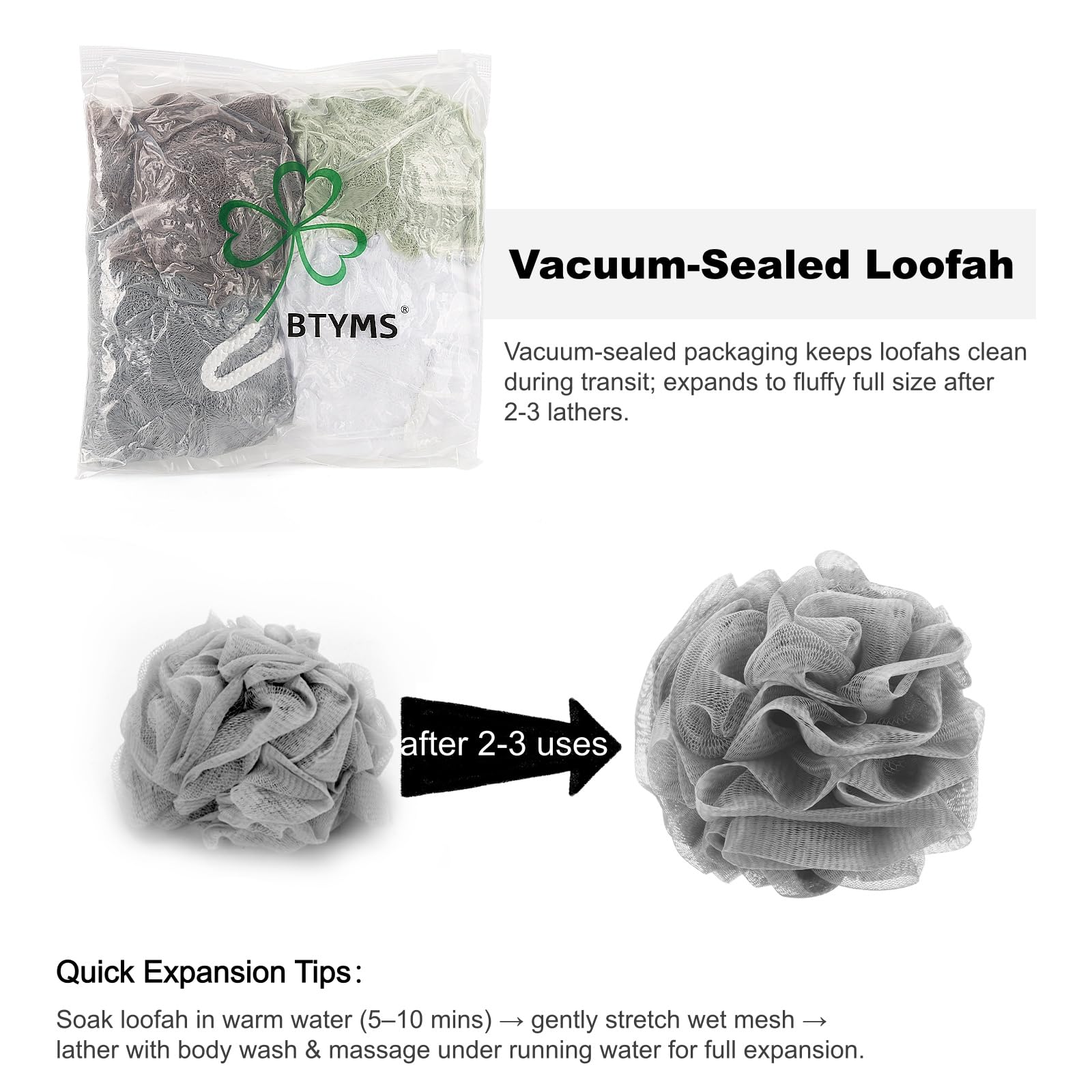 BTYMS set de ducha exfoliante, kit compacto para cuidado diario.