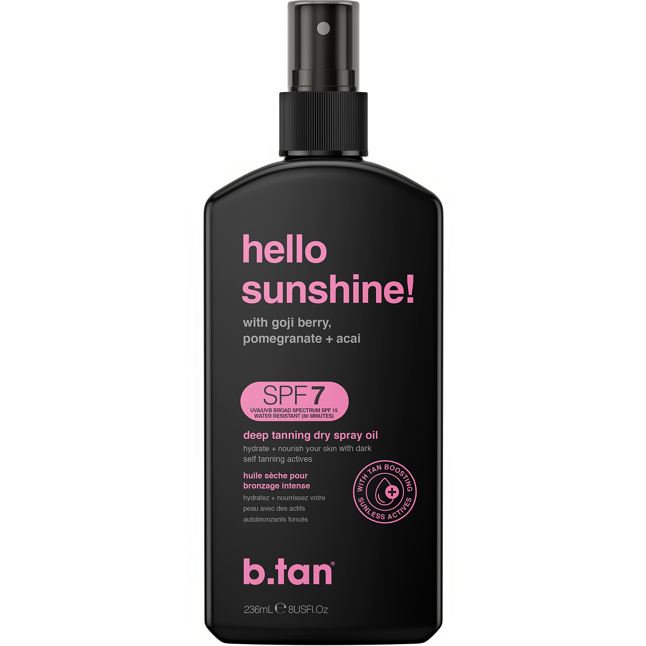 b.tan huile de bronzage SPF7 spray sec pour un bronzage progressif