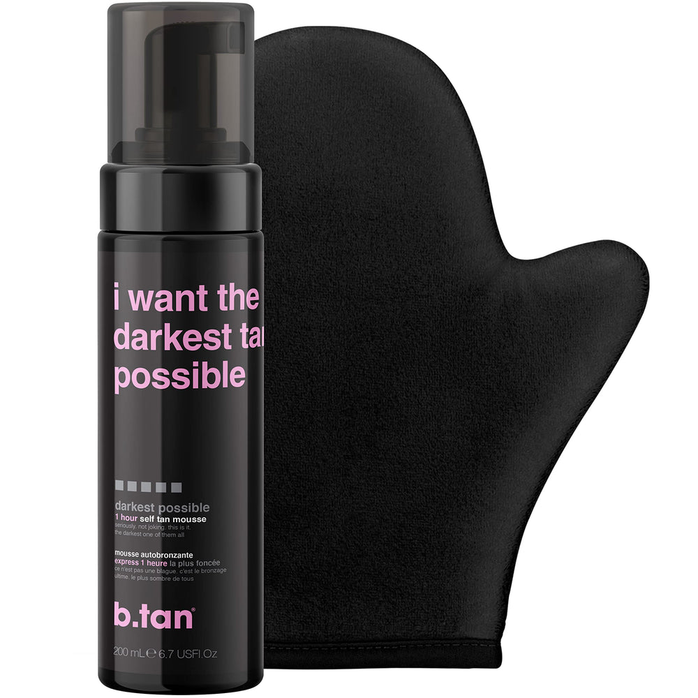 btan kit autobronceador oscuro con mousse cremosa para una aplicación suave.