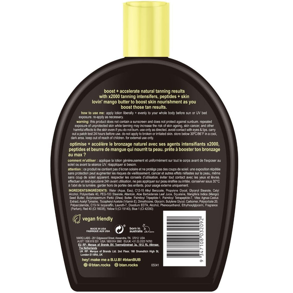 Textura cremosa de btan con manteca de mango para hidratar la piel.