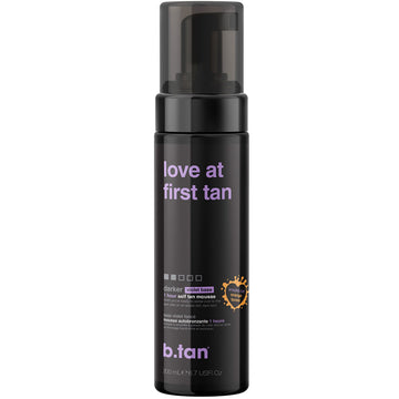 B.TAN Violet Base Self Tanner Mousse bottle for convenient at-home tanning and even color.